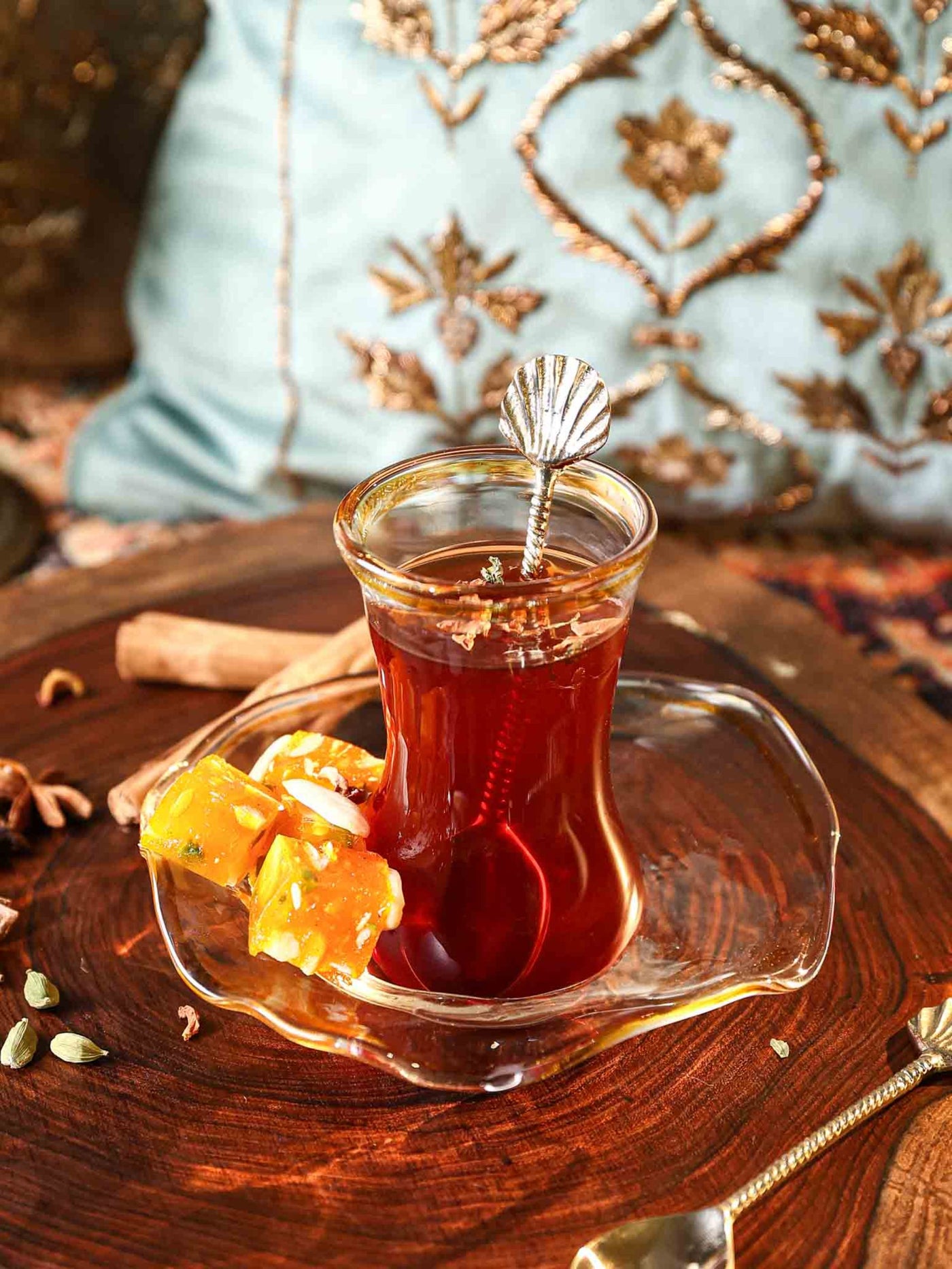 Handblown Glass Turkish Tulip Cup & Saucer Set