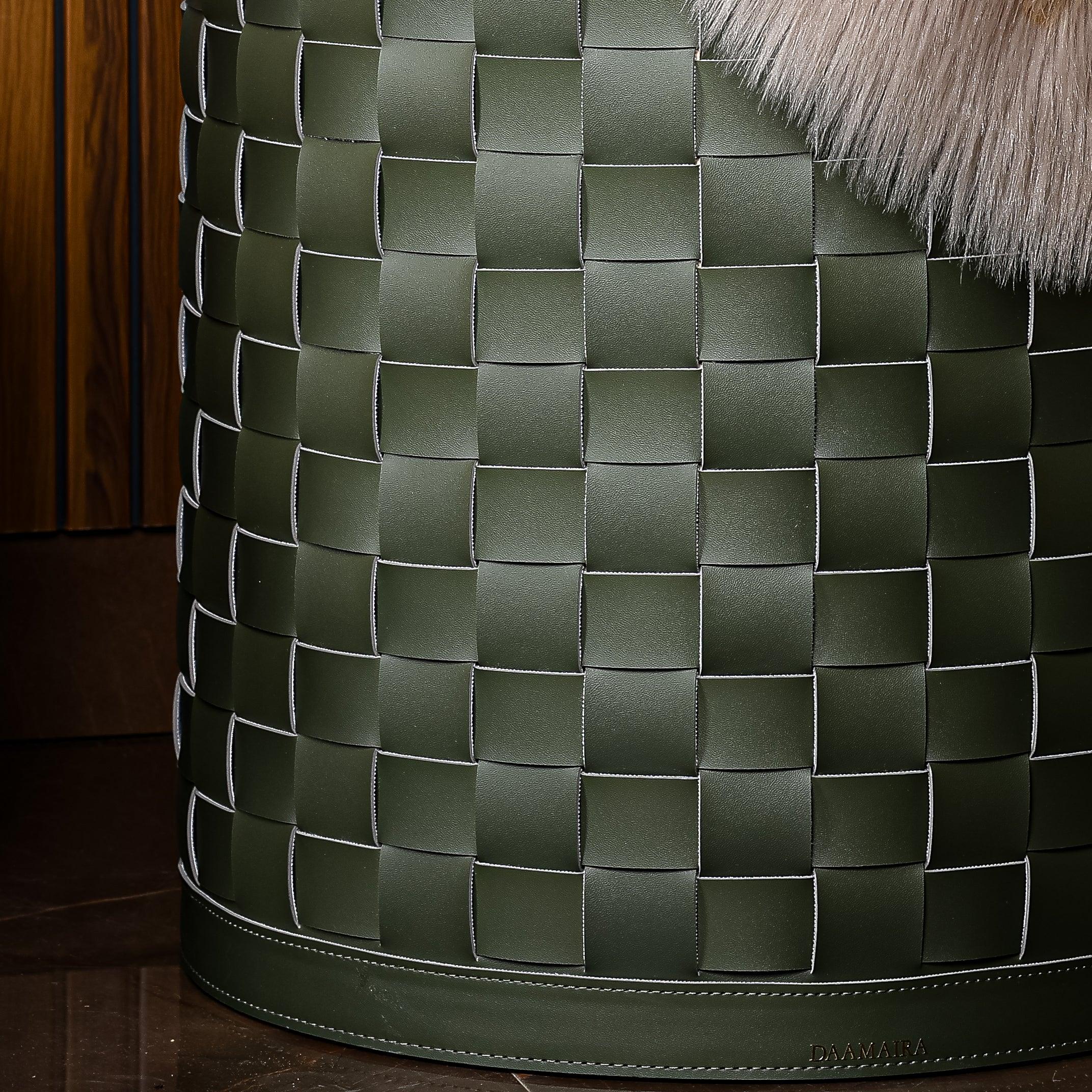 Leather Laundary Basket With Lid - Large