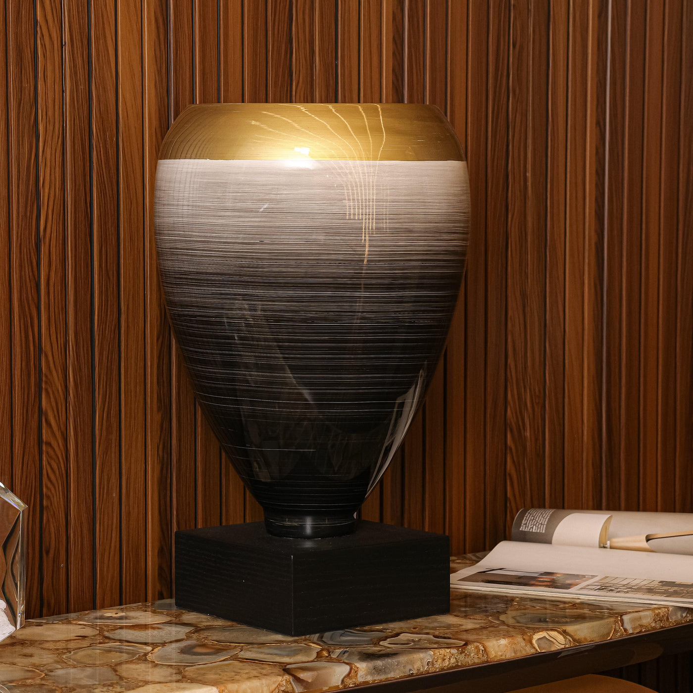 White  Brushed Slate Vase