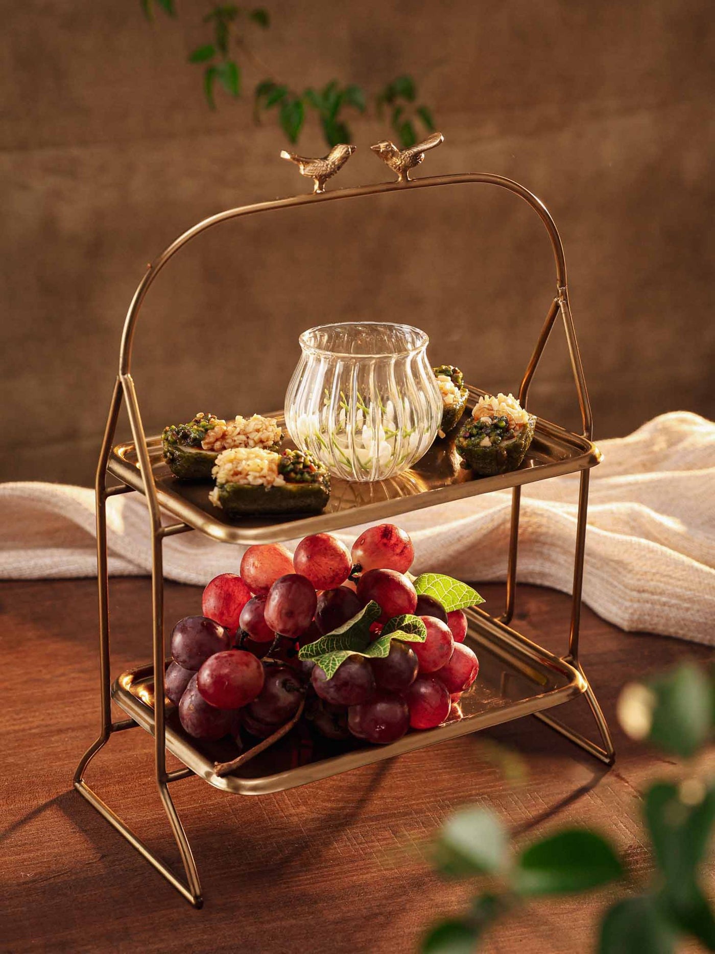 2 Tier Serving Tray _ Platter - Metal Birdie