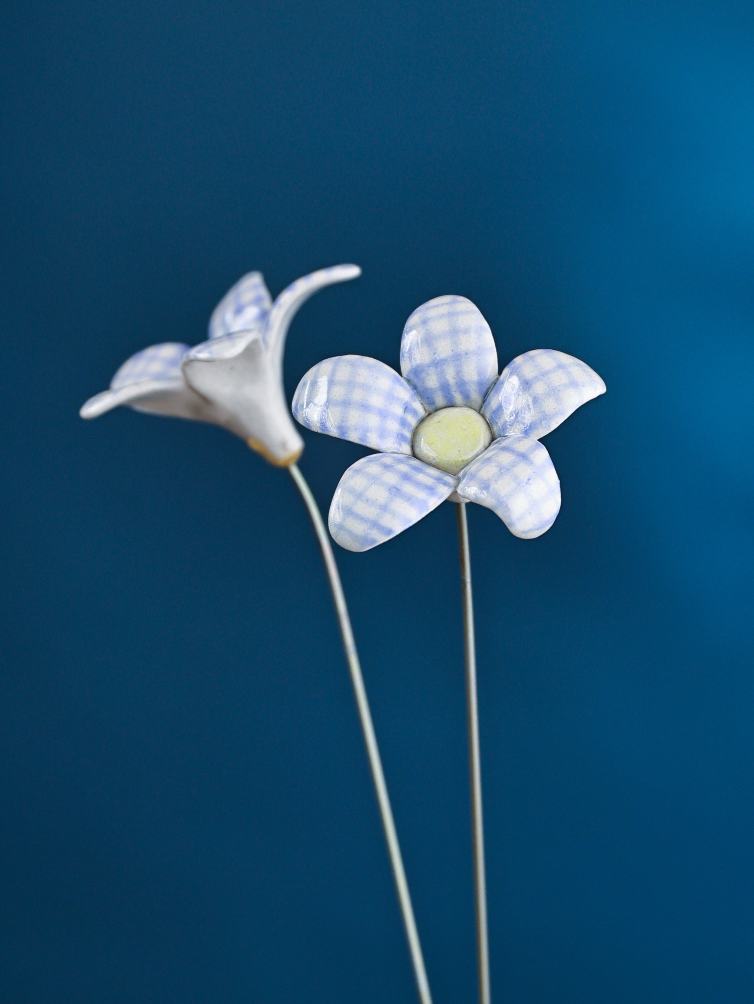 Ever-blooms Blue Gingham Flower