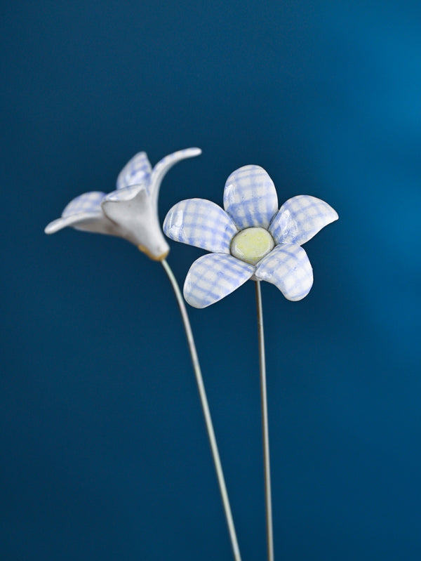 Ever-blooms Blue Gingham Flower
