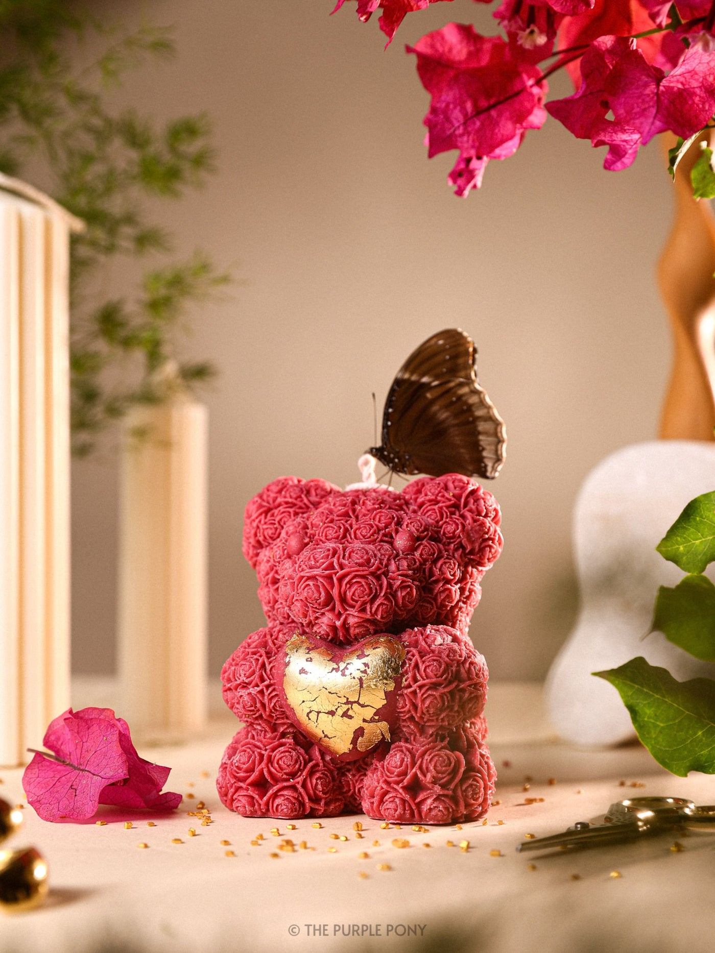 Floral Teddy Heart Soy Candle