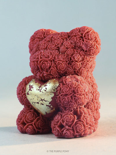 Floral Teddy Heart Soy Candle