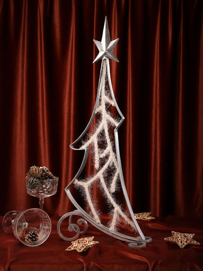 Hand Crafted Metal & Snow Tree