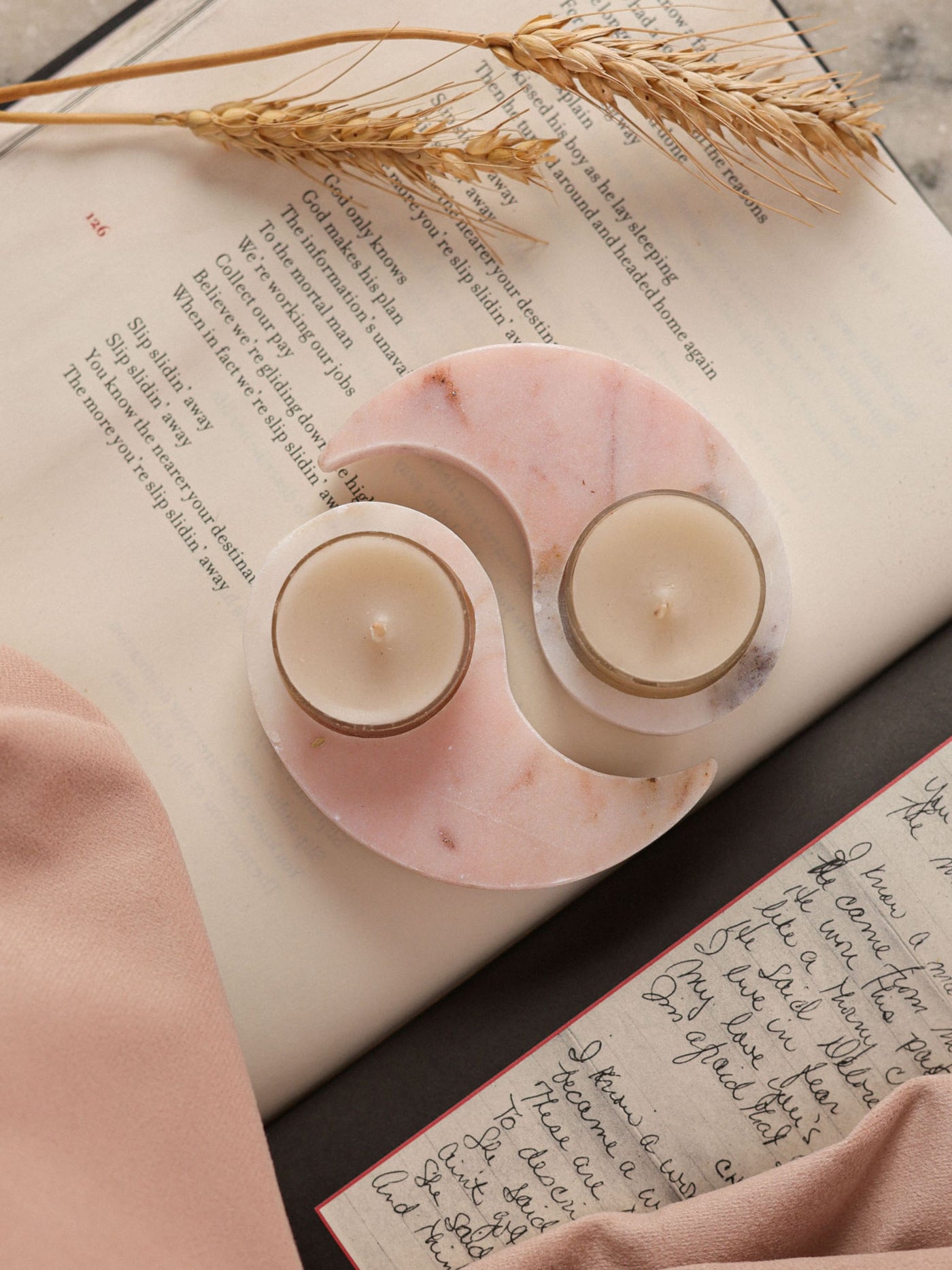 Marble Tea Light Candle Holder - Yin Yang set of 2