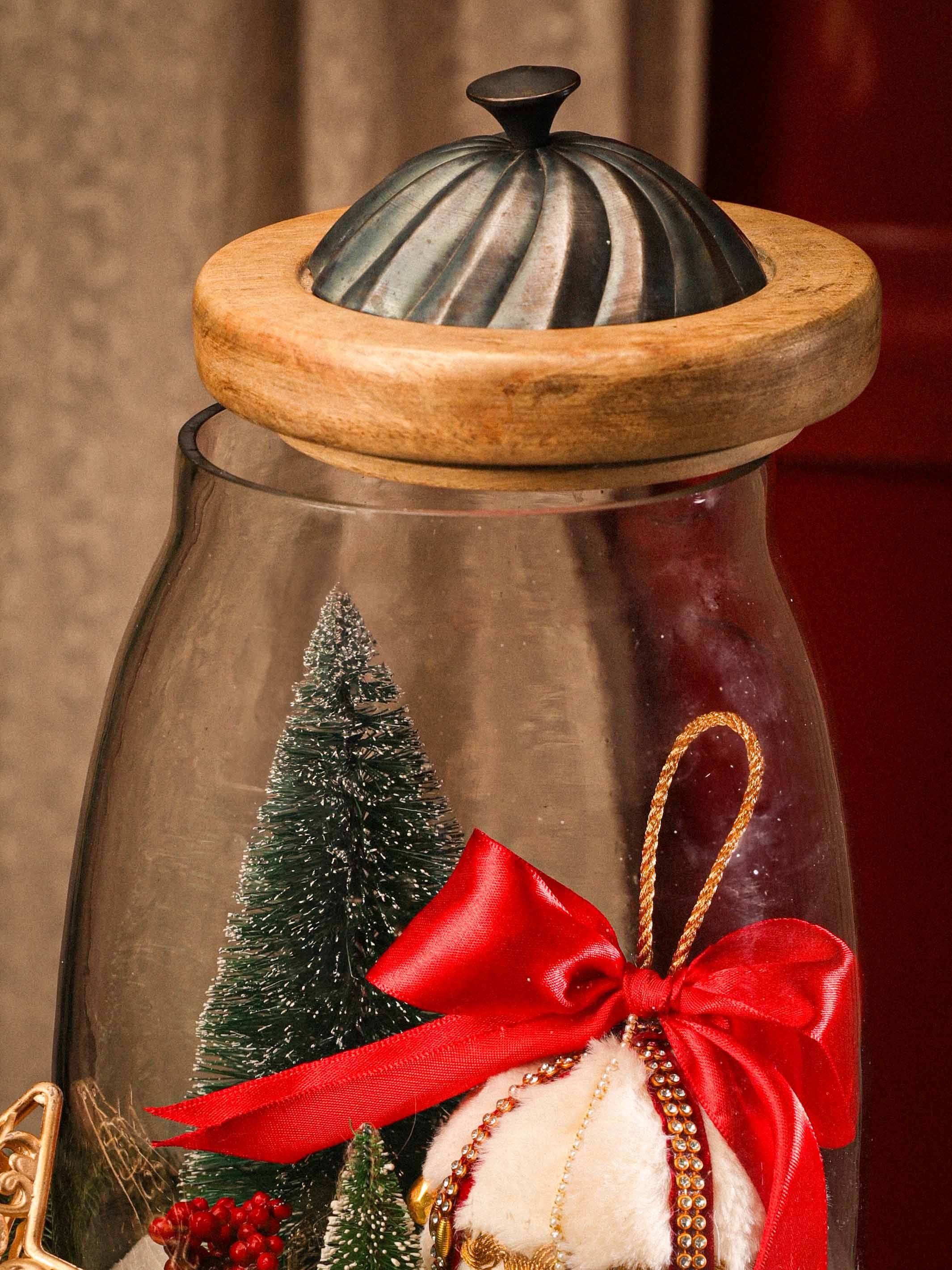 Glass Jar with Wood & Metal Lid