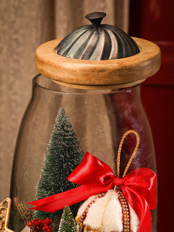 Glass Jar with Wood & Metal Lid