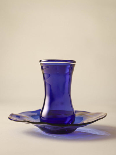 Handblown Glass Turkish Tulip Cup & Saucer Set