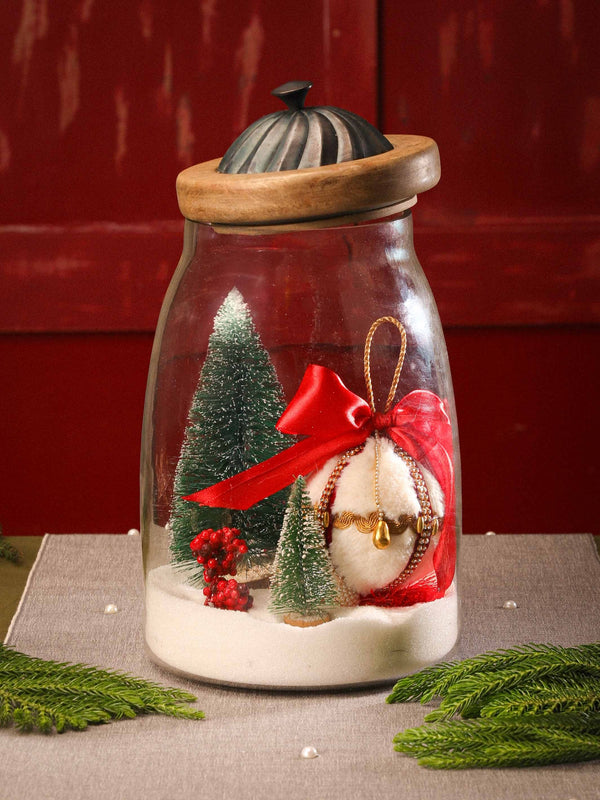 Glass Jar with Wood & Metal Lid