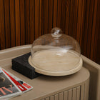 Marble-Cake And Dessert Stand With Lid - Black & Beige Large