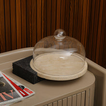 Marble-Cake And Dessert Stand With Lid - Black & Beige Large