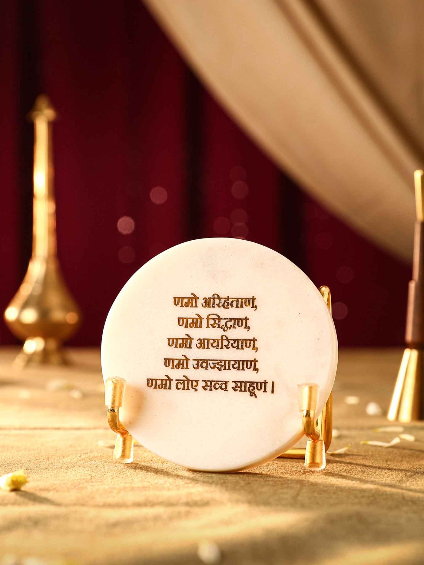 Namokar Mantra with Marble - Metal Holder