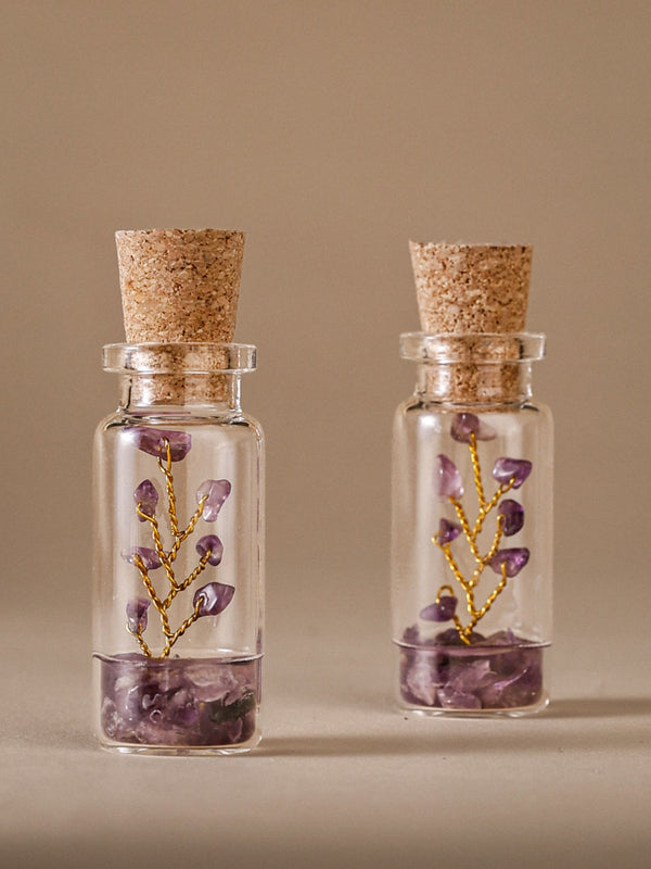 Small Bottle Tree Set of 2 - Amethyst
