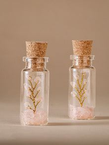 Small Bottle Tree Set of 2 - Rose quartz