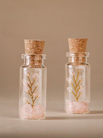 Small Bottle Tree Set of 2 - Rose quartz