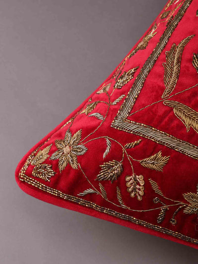 Cushion Cover - Waani Scarlet Embroidered