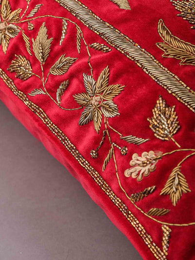 Cushion Cover - Waani Scarlet Embroidered