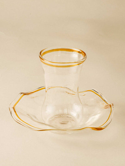 Handblown Glass Turkish Tulip Cup & Saucer Set