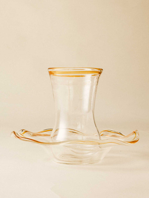 Handblown Glass Turkish Tulip Cup & Saucer Set