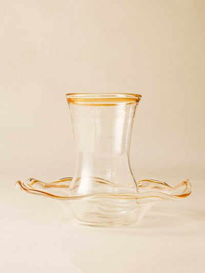 Handblown Glass Turkish Tulip Cup & Saucer Set