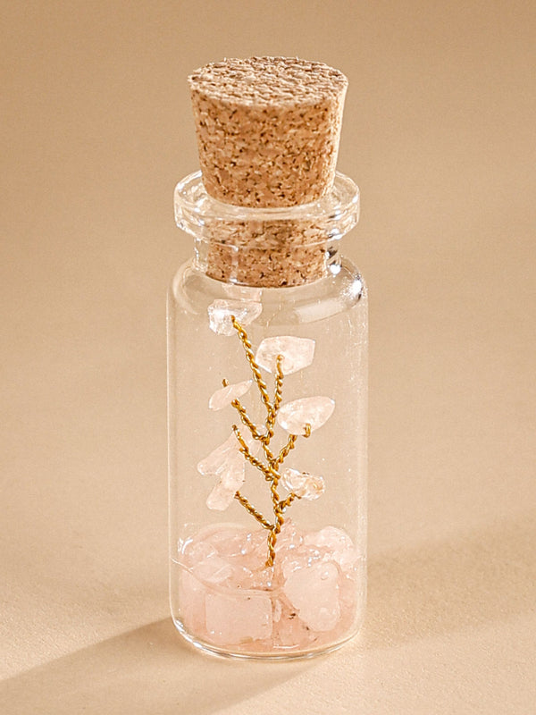 Small Bottle Tree Set of 2 - Rose quartz