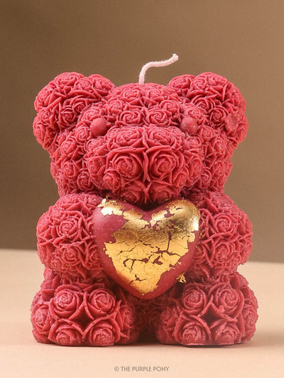 Floral Teddy Heart Soy Candle