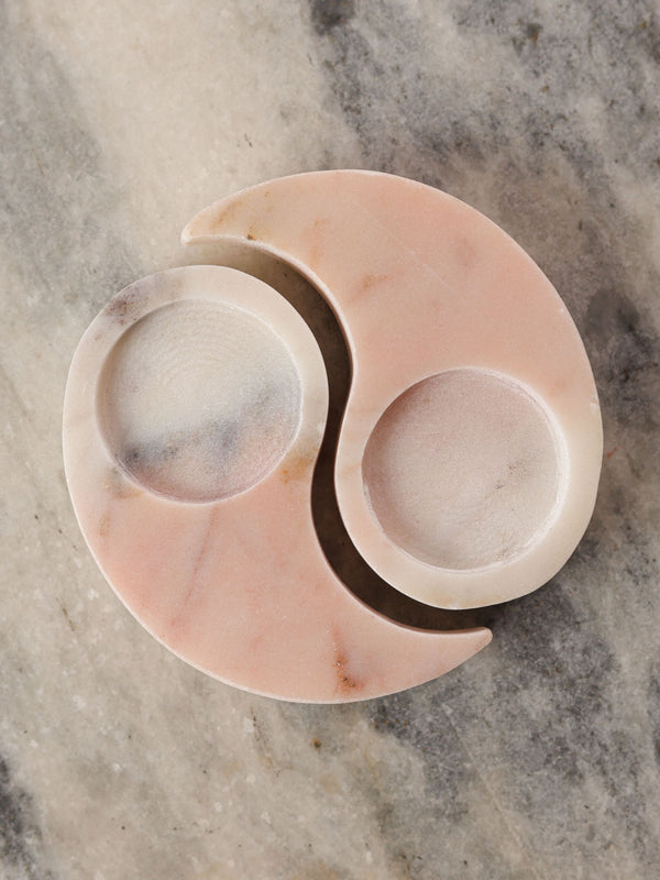 Marble Tea Light Candle Holder - Yin Yang set of 2