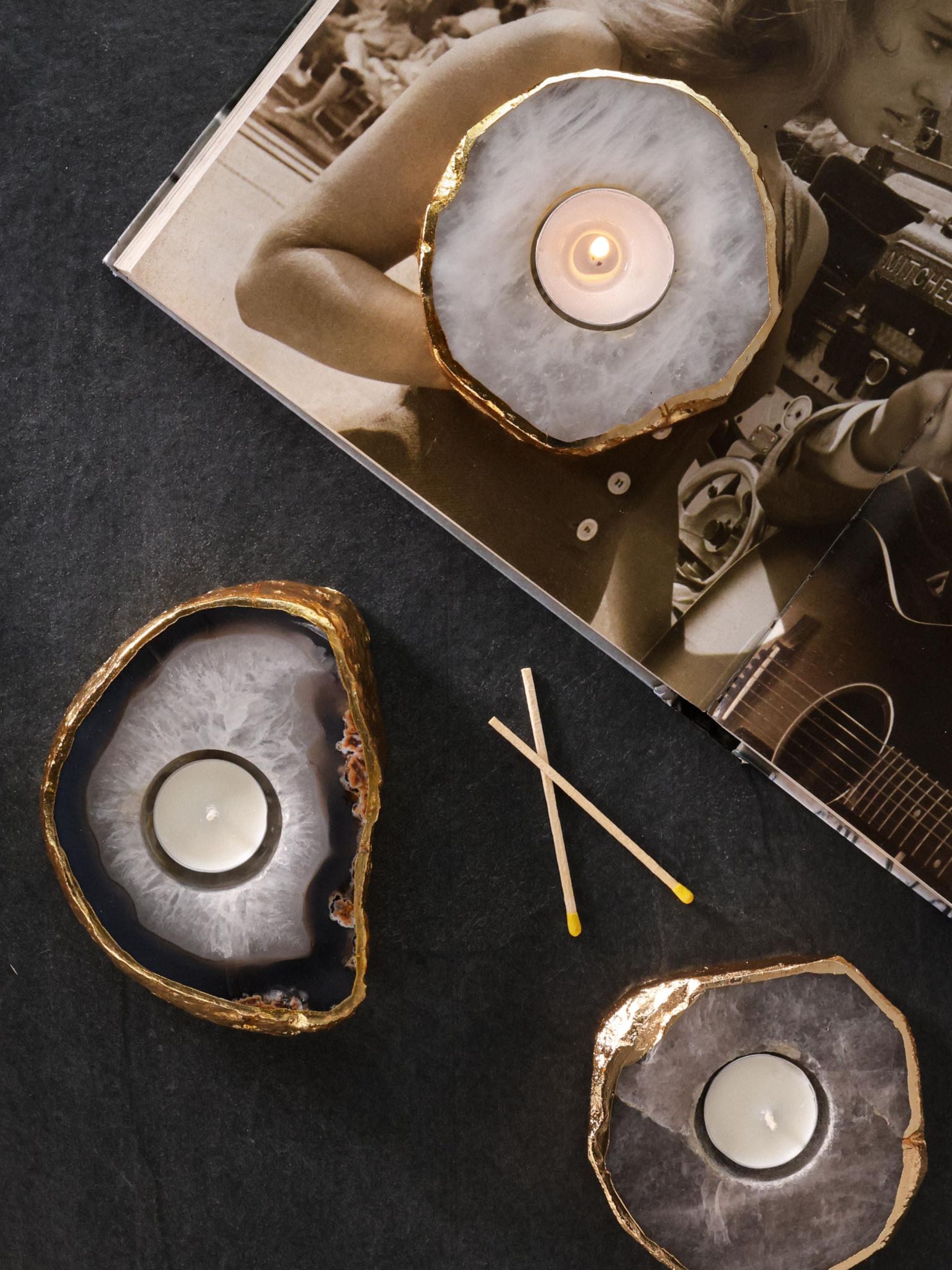 Tea Light Holder - Semi Precious Stone
