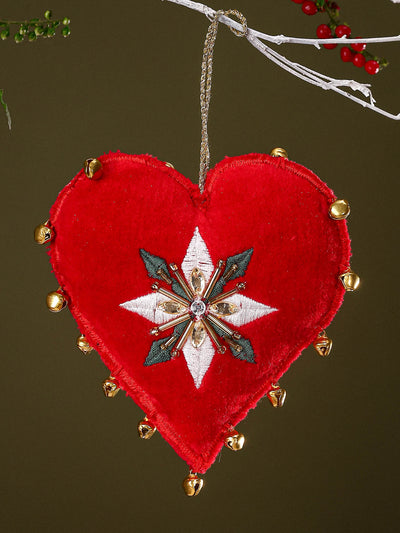 Heart & Bell Shaped Embroidered Ornaments