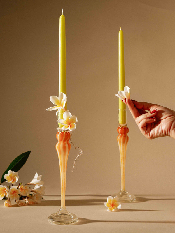 Taper candle holder - Zerta - Handblown Vintage glass