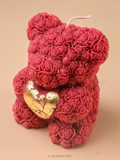 Floral Teddy Heart Soy Candle