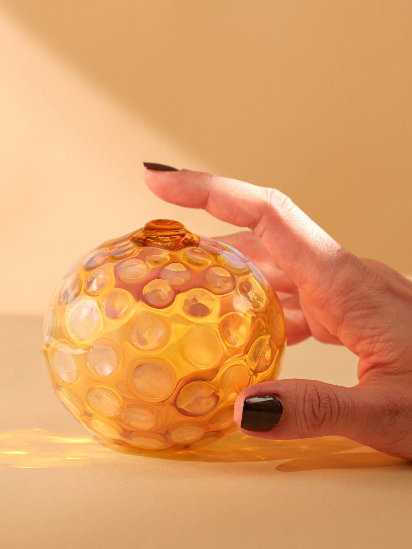 Art Glass Hand Blown - Sphere in Yellow