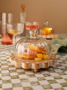 Glass Cloche Dome - Aster With Wooden Base