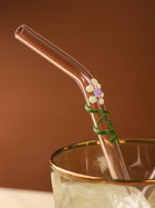 Handblown Glass Straws - Floral