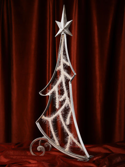 Hand Crafted Metal & Snow Tree