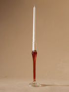 Vintage glass candle holder -Amber
