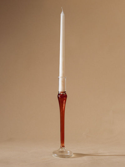 Vintage glass candle holder -Amber