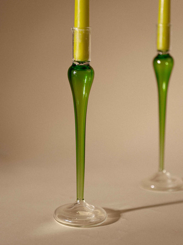 Taper candle holder - Elegant vintage Handblown glass