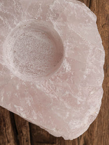 Tea Light Candle Holder - Pink Rose Quartz Drilled