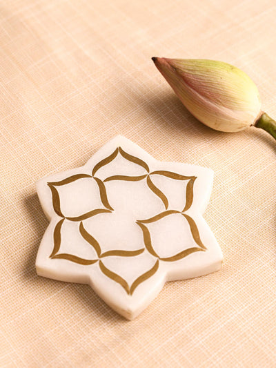 Marble Fleur Coaster Set Of 2