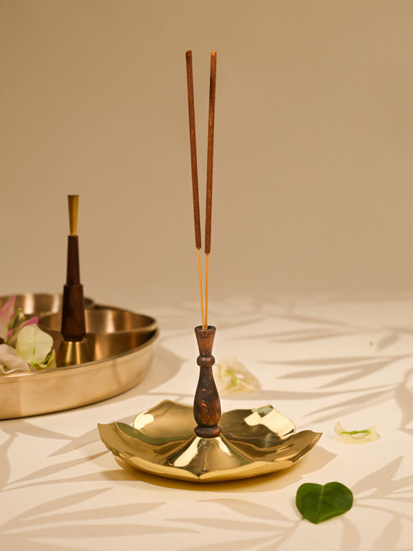 Insence Stick Holder - Brass & Wood