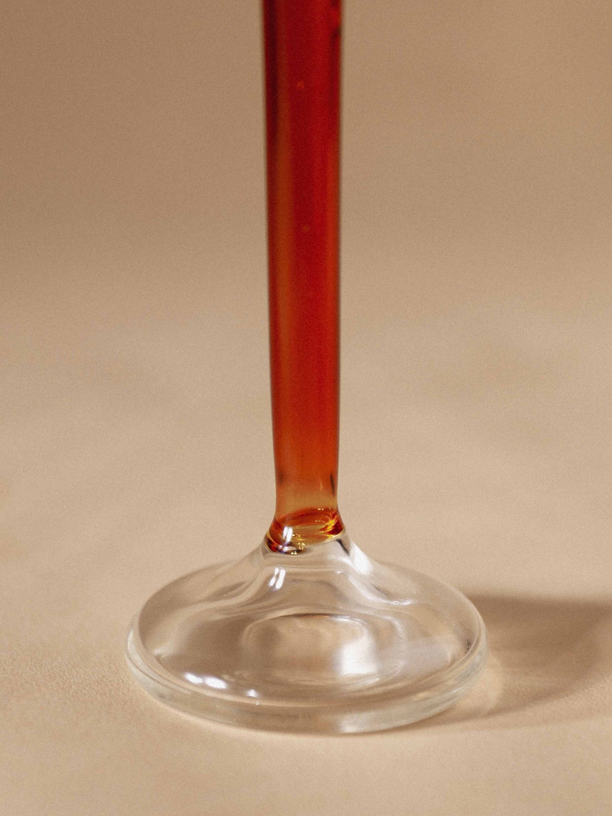 Vintage glass candle holder -Amber