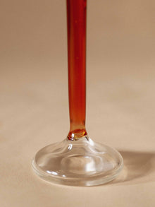 Vintage glass candle holder -Amber