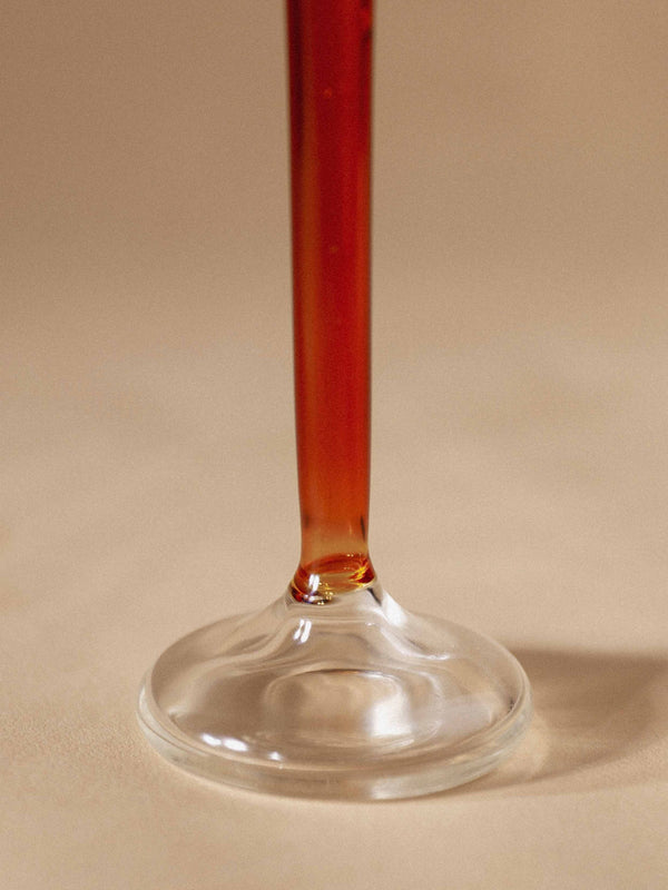 Vintage glass candle holder -Amber