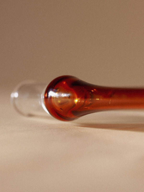 Vintage glass candle holder -Amber