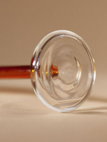 Vintage glass candle holder -Amber