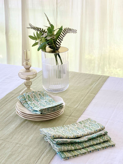 Sage Table Runner and Napkins Linen Gift Set