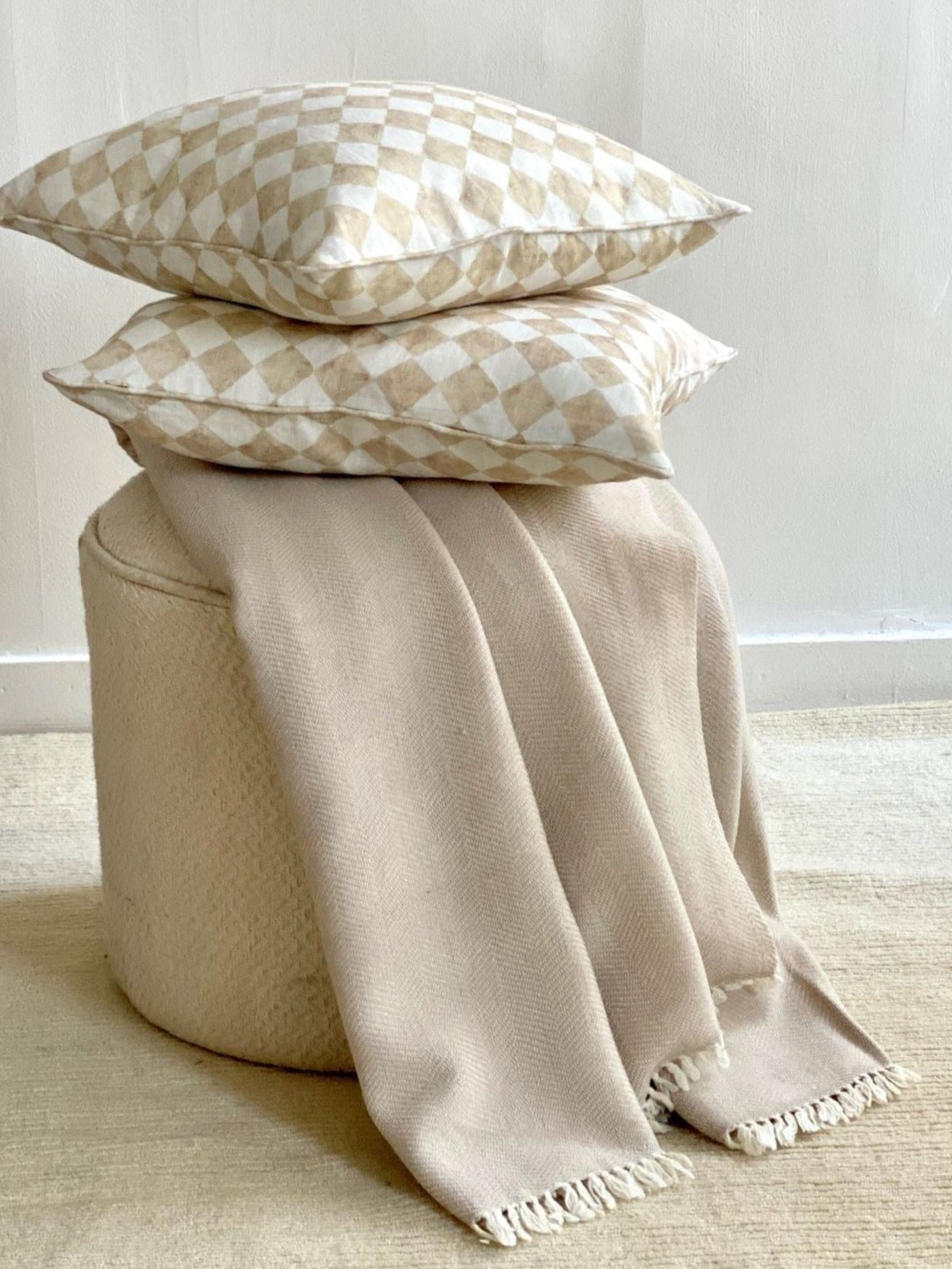 Beige Cushion & Throw Gift Set