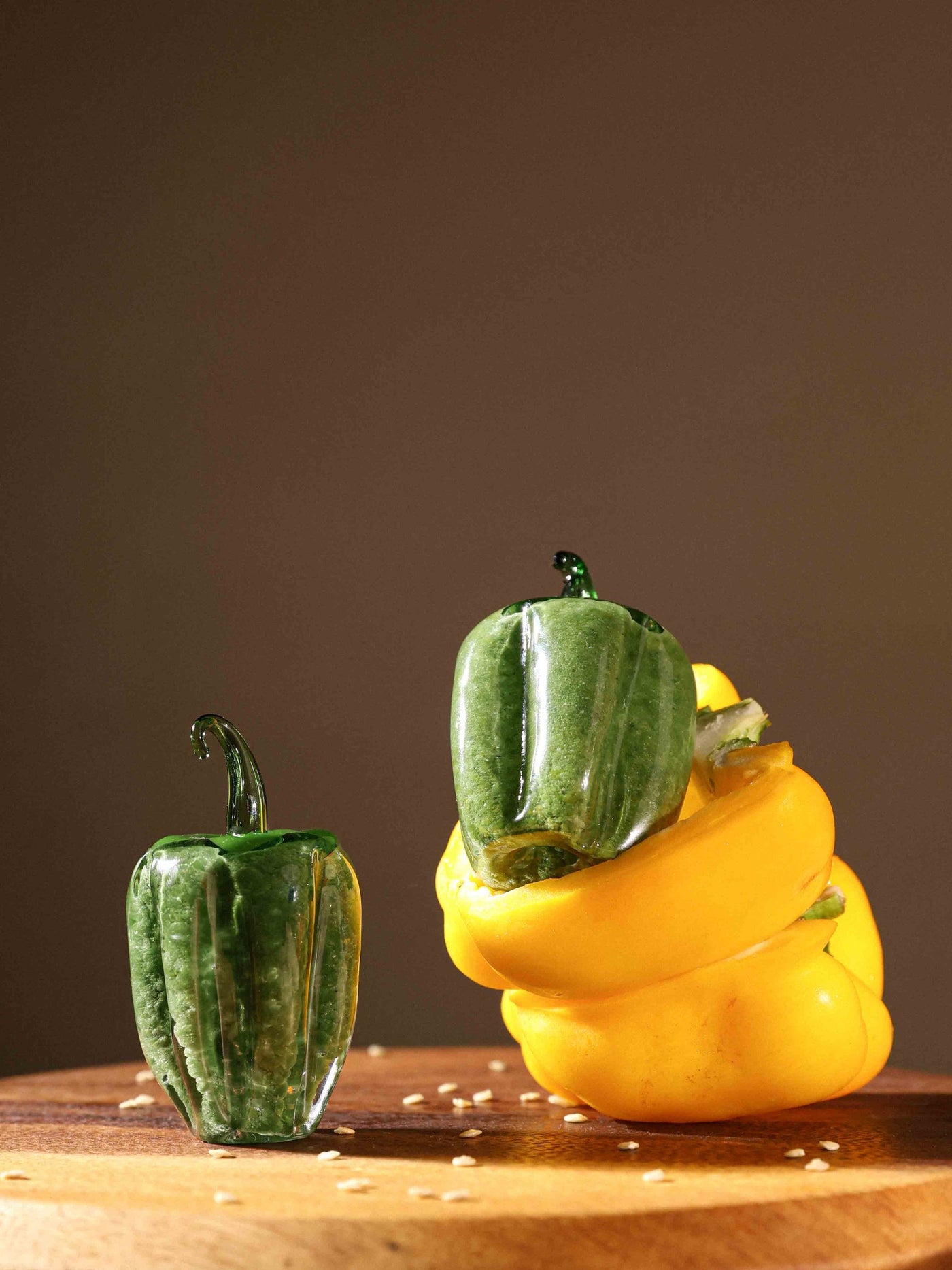 Table Decoration - Natural Green Pepper - Murano Glass Style